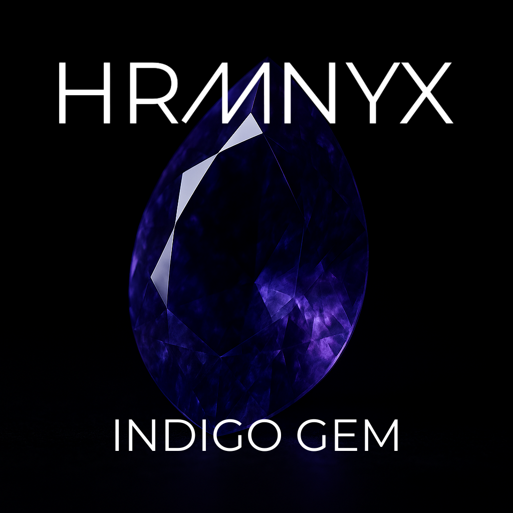 A vibrant, glowing indigo gem