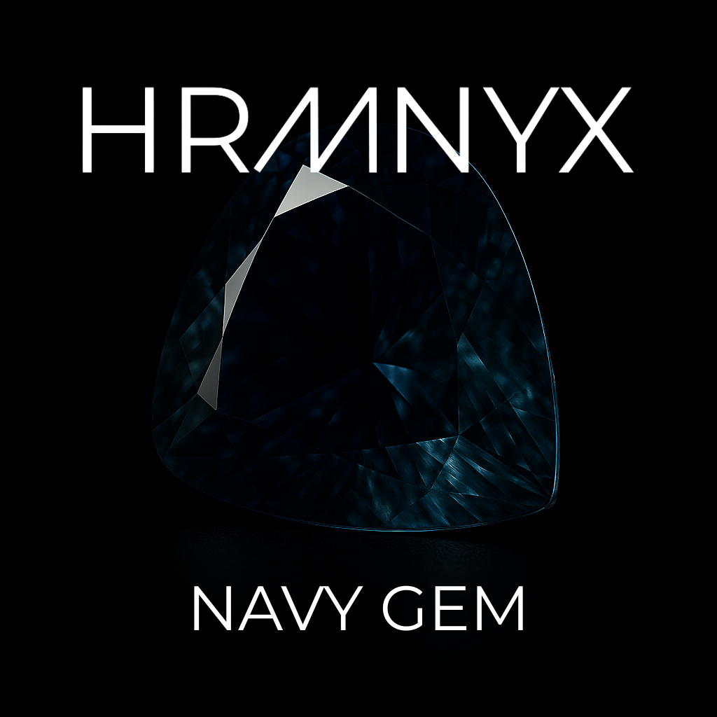 A vibrant, glowing navy gem