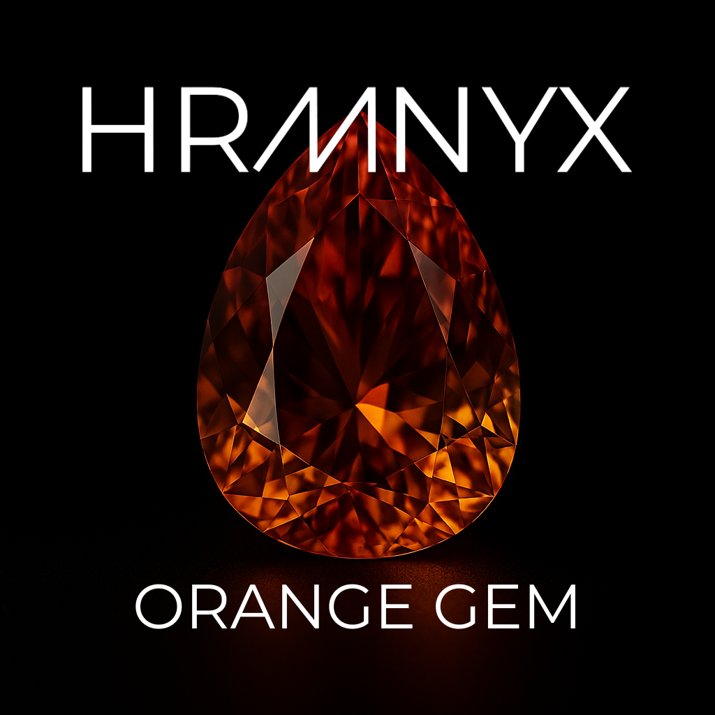 A vibrant, glowing orange gem