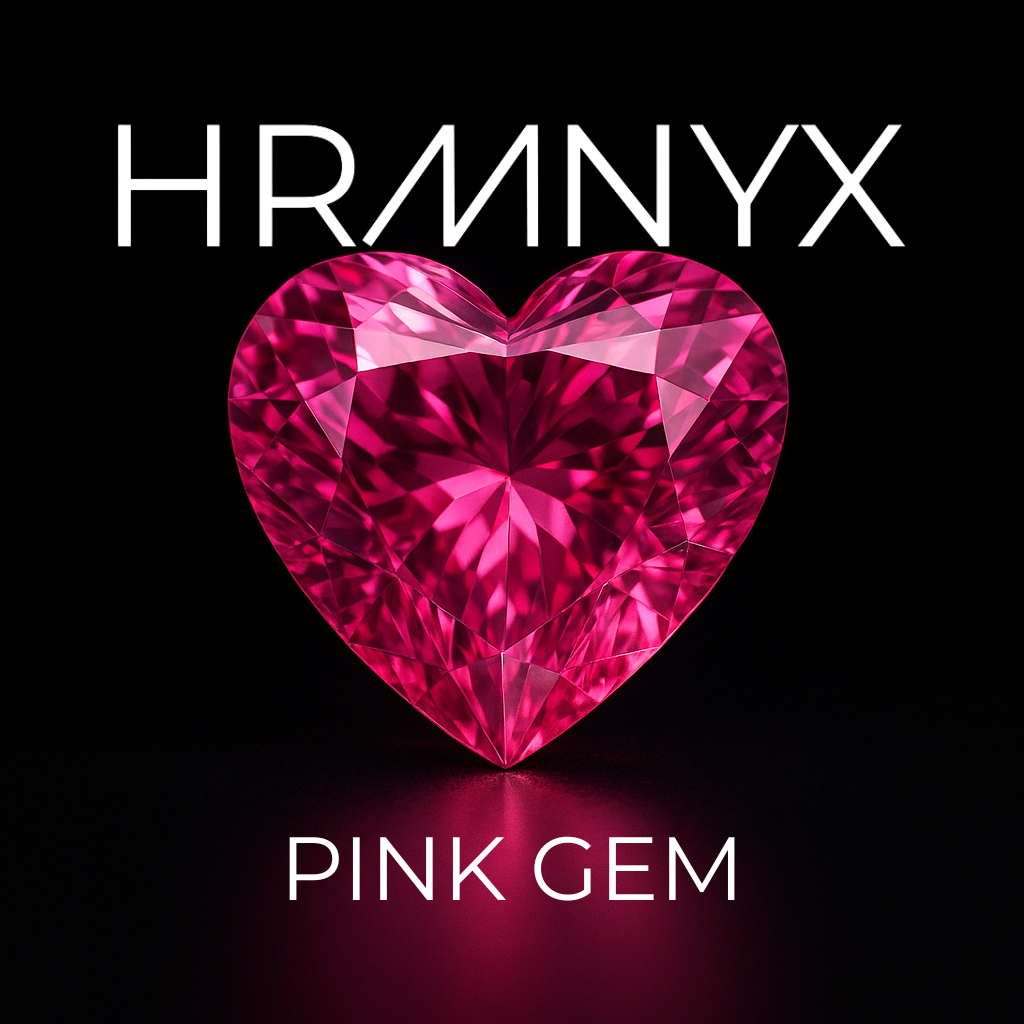 A vibrant, glowing pink gem