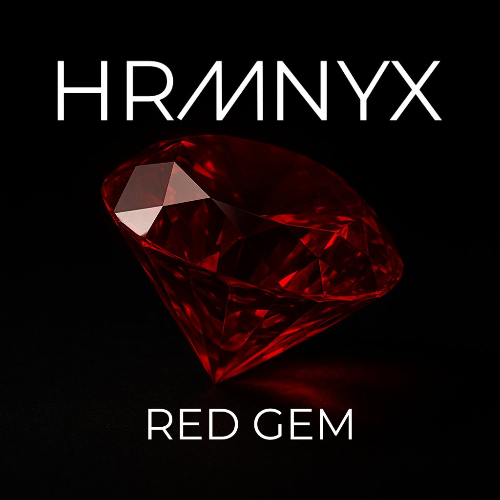 A vibrant, glowing red gem