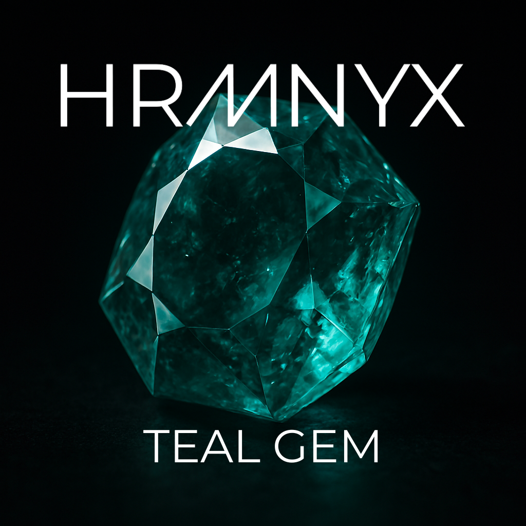 A vibrant, glowing teal gem