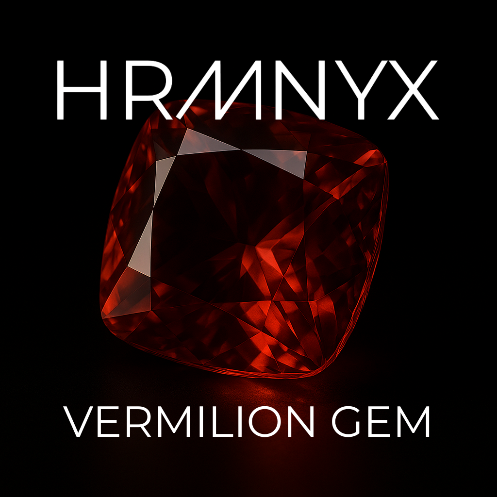 A vibrant, glowing vermilion gem